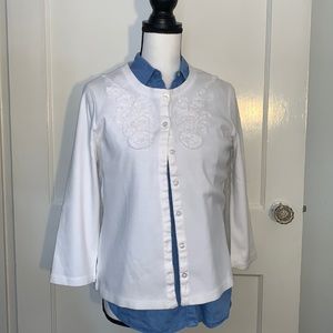 rafaella Cardigan White Embellished Soft Size L